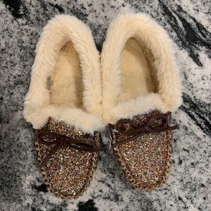 NWT J. Crew 🌈 Rainbow Glitter Moccasin Slippers!